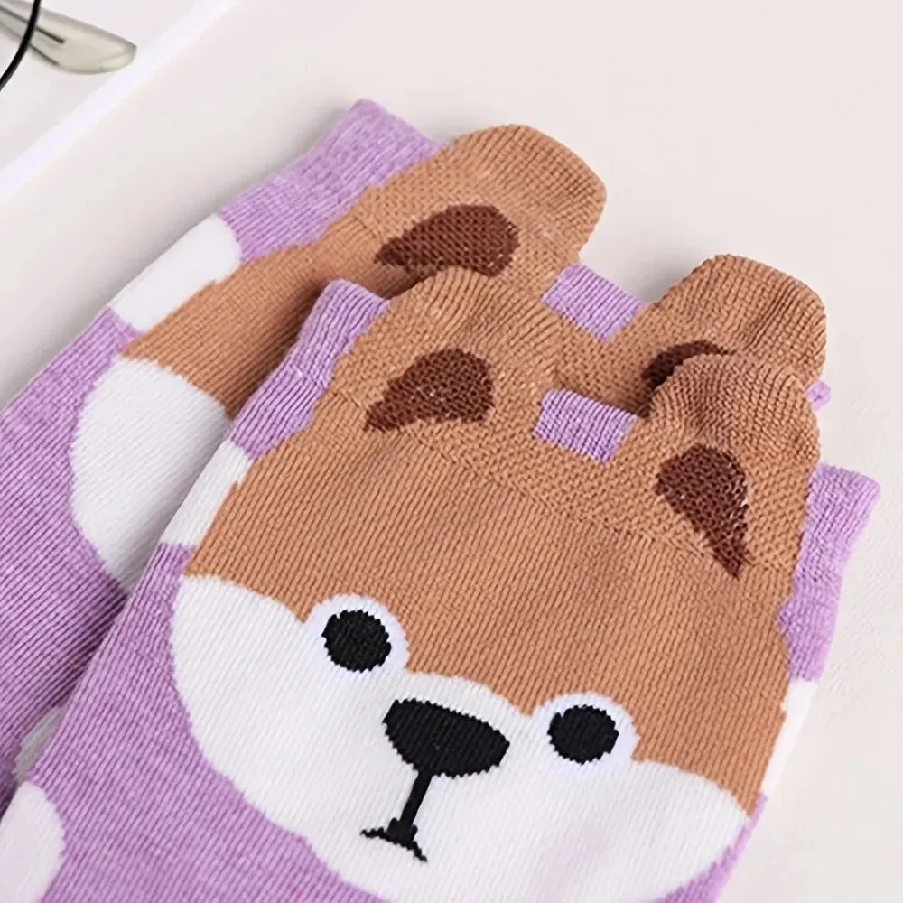 10/5/4/2 pairs of women's socks Cotton socks Cute women's socks Dog novelty animal socks Cartoon cotton casual socks Funny sock