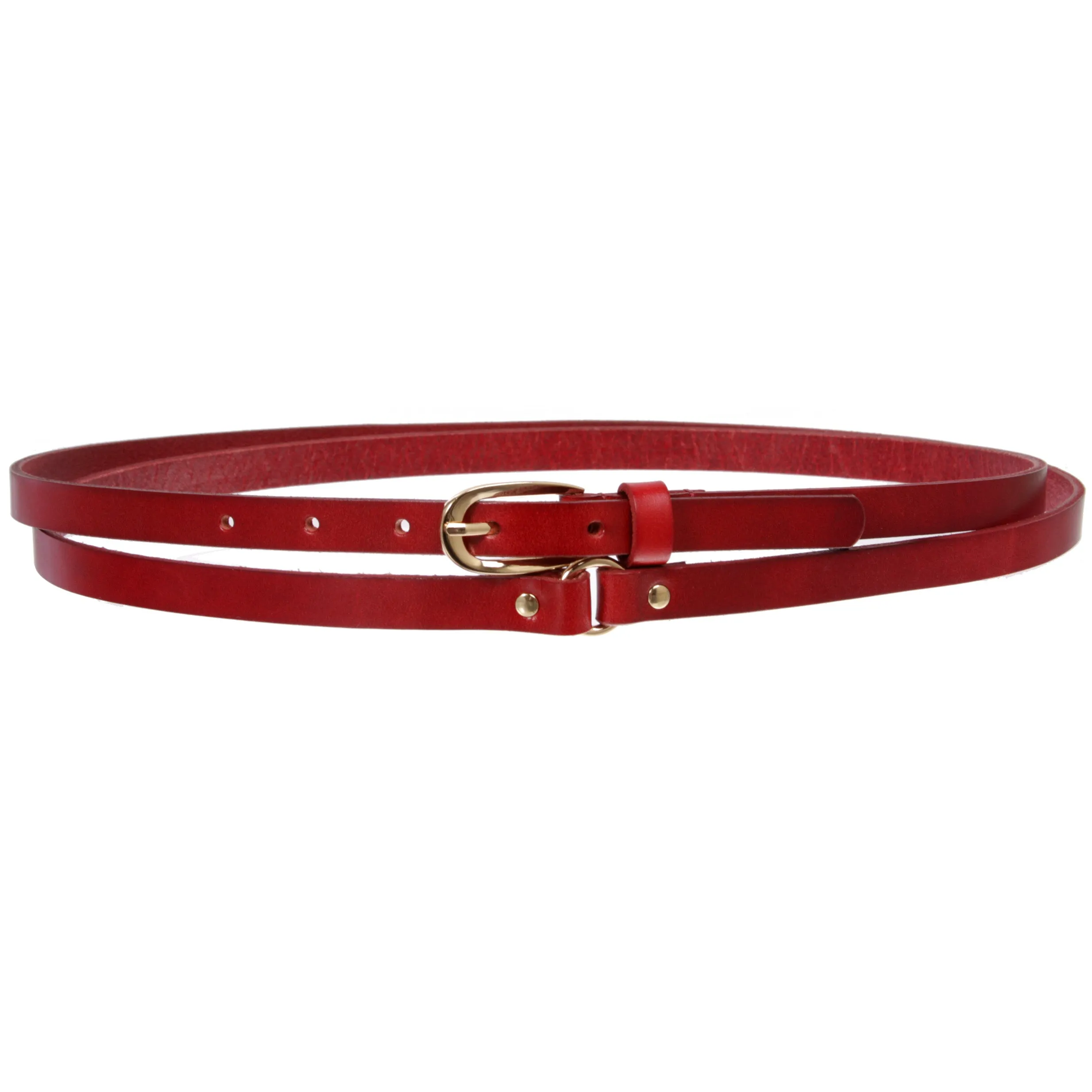 1/2" (13 mm) Skinny Solid Leather Double Wrap Belt