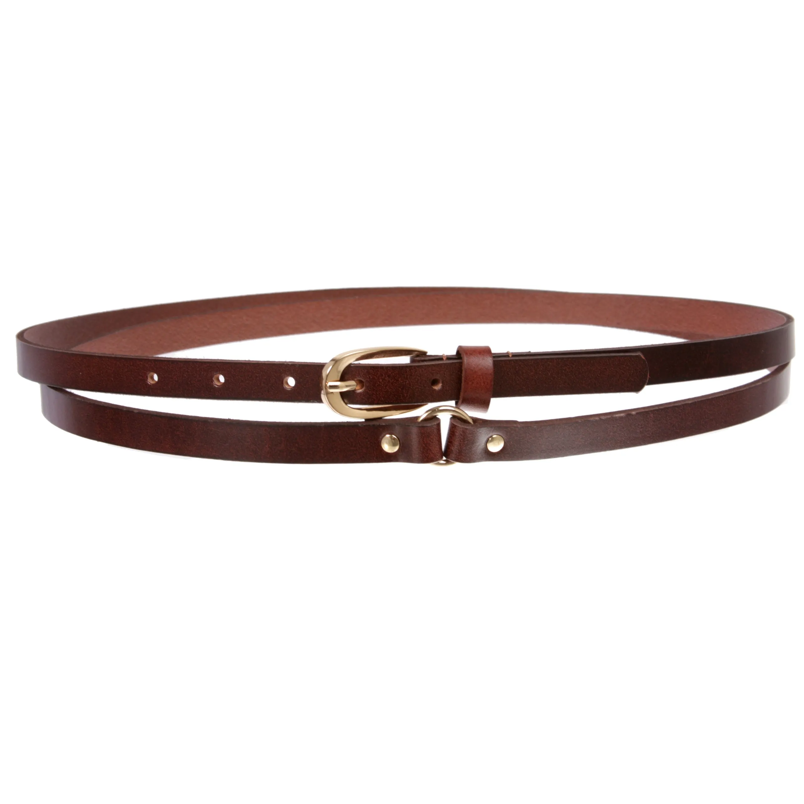 1/2" (13 mm) Skinny Solid Leather Double Wrap Belt