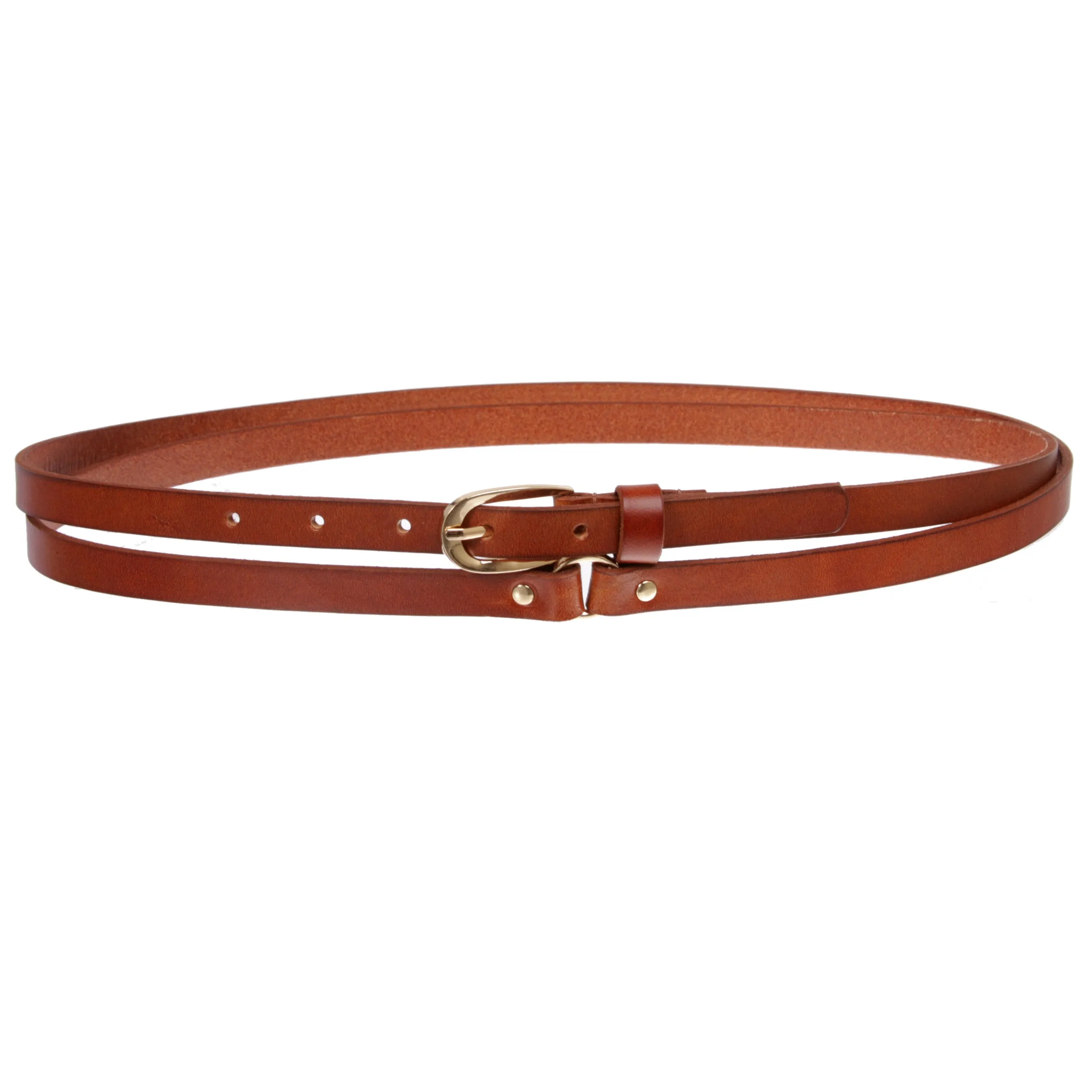 1/2" (13 mm) Skinny Solid Leather Double Wrap Belt