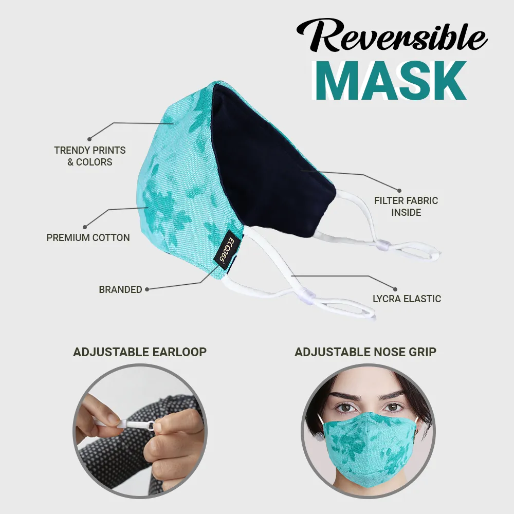 7Layer Reversible Cotton Mask- Assorted Design(Pack of 3)