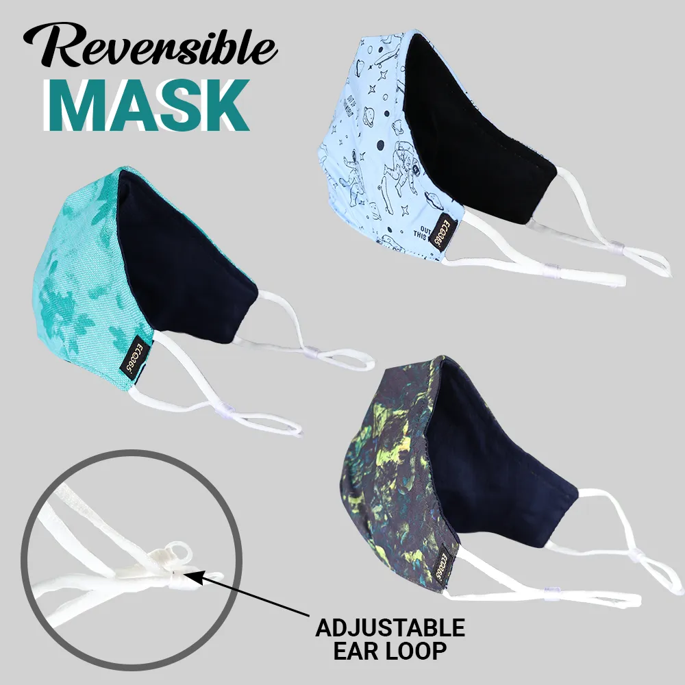 7Layer Reversible Cotton Mask- Assorted Design(Pack of 3)