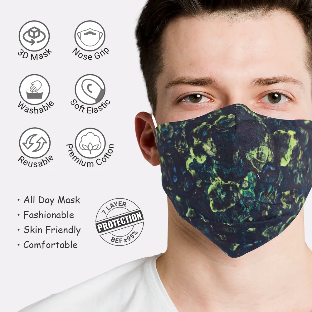 7Layer Reversible Cotton Mask- Assorted Design(Pack of 3)