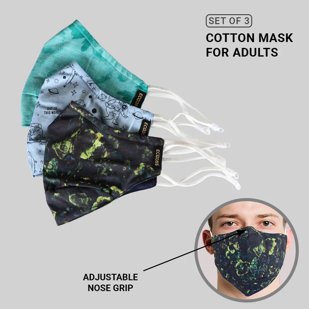 7Layer Reversible Cotton Mask- Assorted Design(Pack of 3)