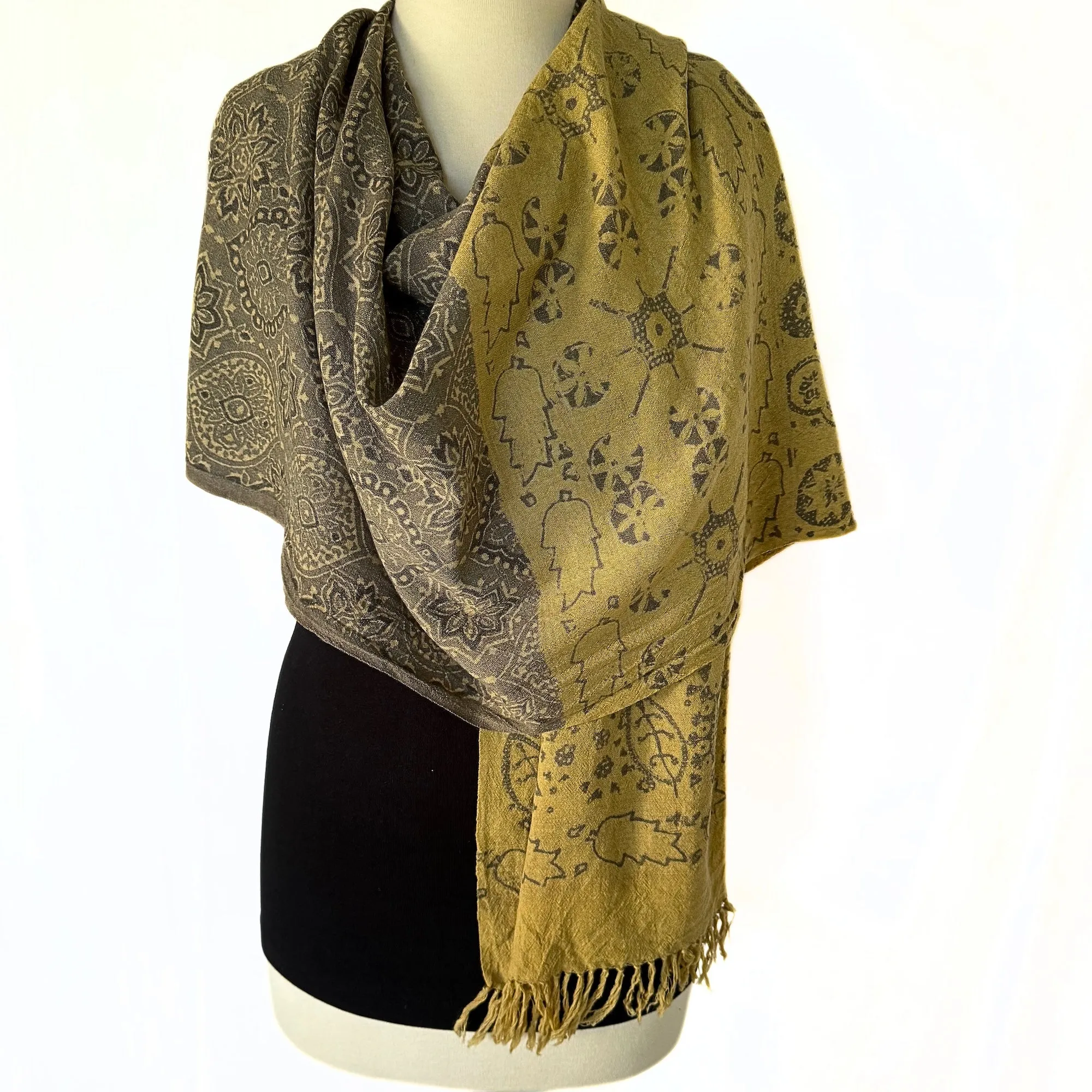 Ajrakh Block Printed Wool Scarf