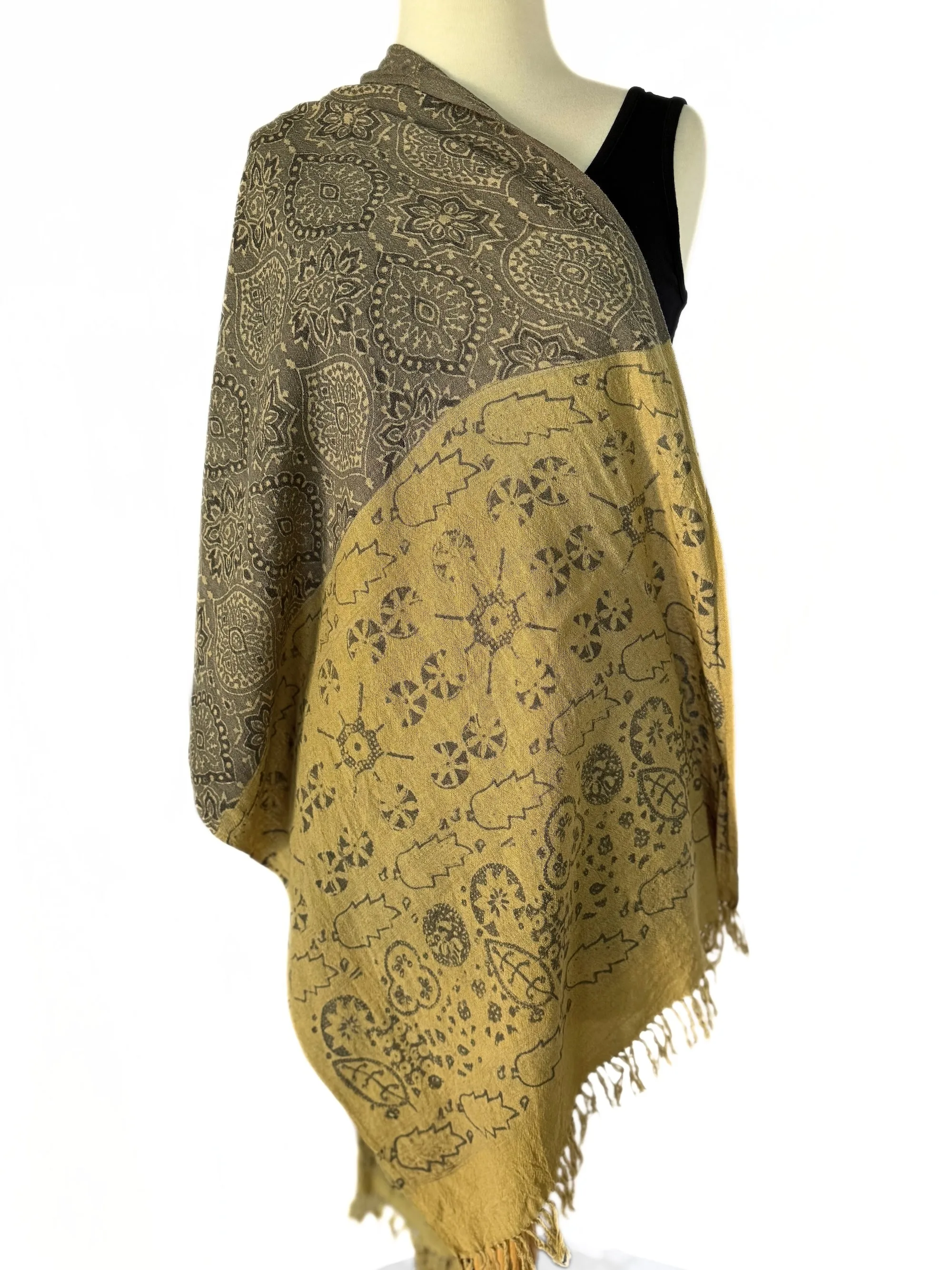 Ajrakh Block Printed Wool Scarf