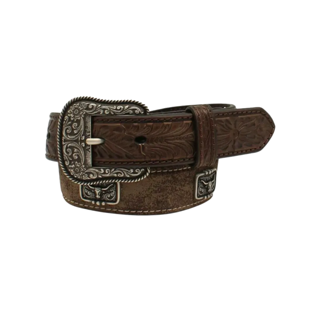 Ariat Kid's Longhorn Head Concho Brown Belt