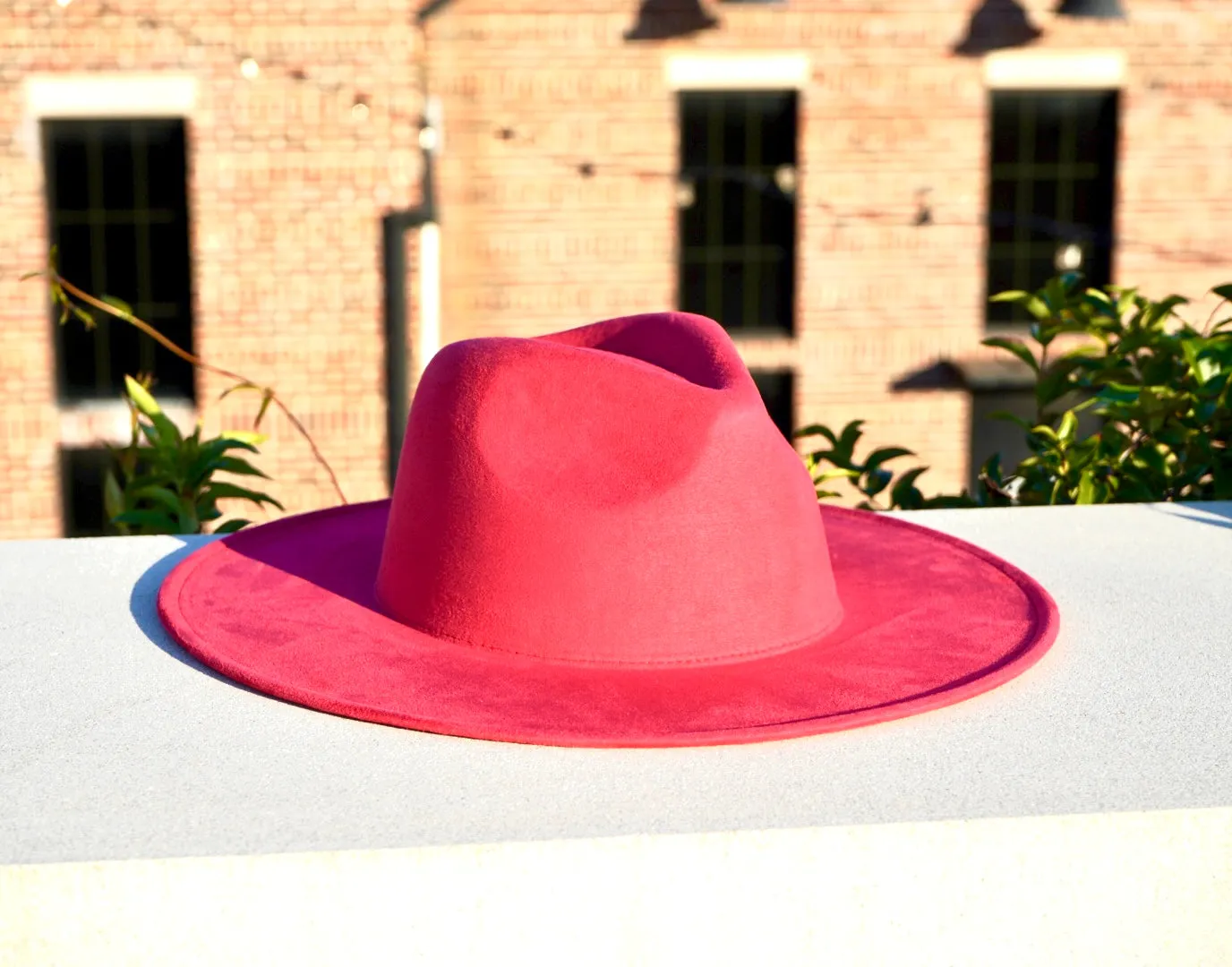 Atlanta Suede Wide Brim Fedora - Watermelon