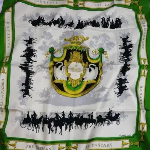 Authentic Vintage Hermes Scarf Le Bois De Boulogne Kelly Green RARE