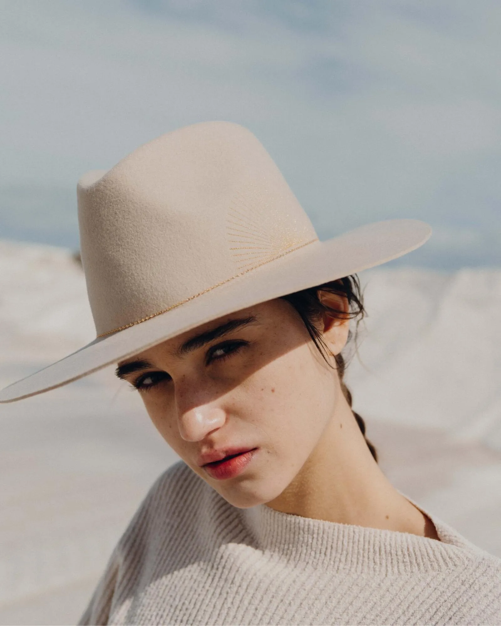 BASILE Embroidered Fedora | Ivory