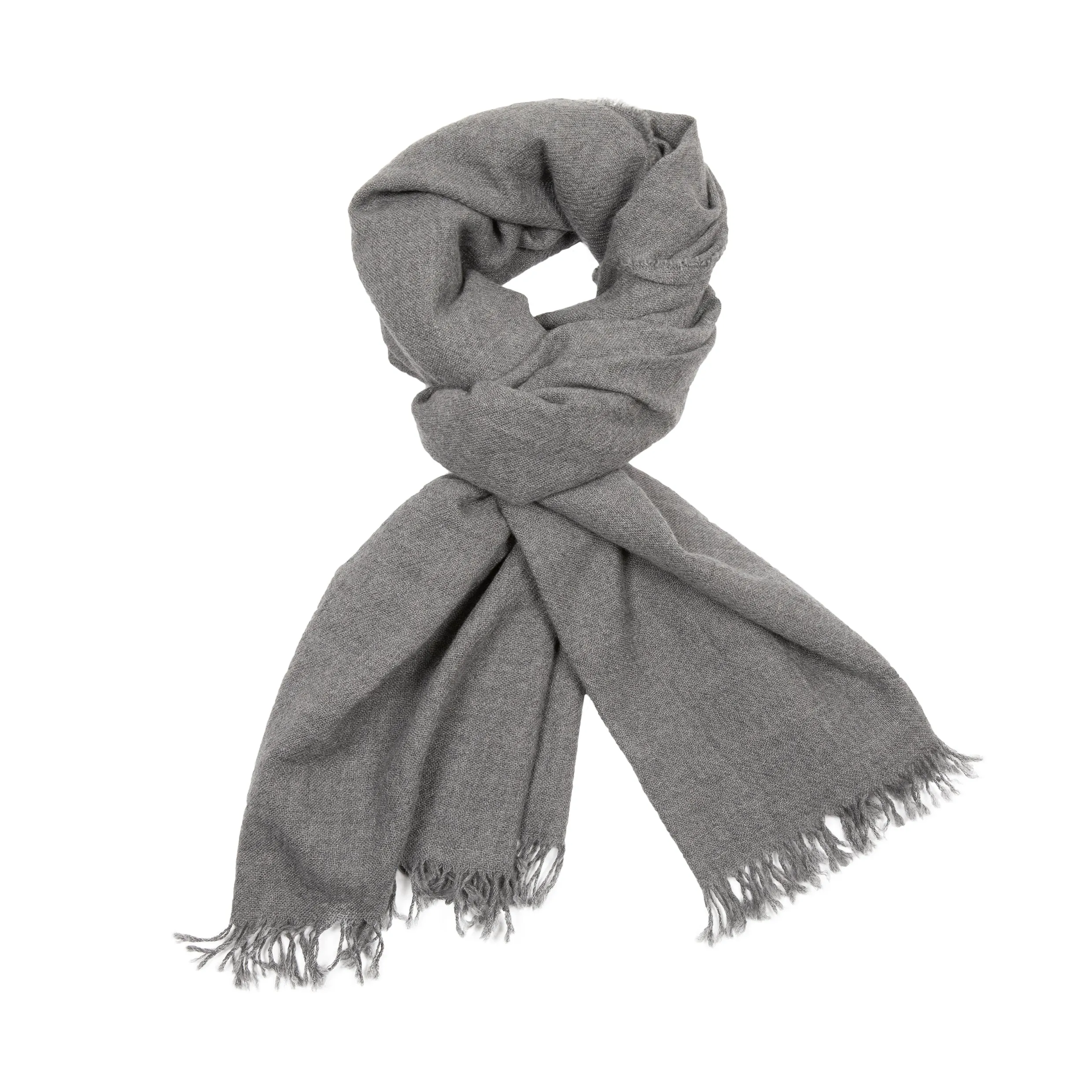 Begg & Co Kishorn Washed Cashmere Scarf in Flannel Grey