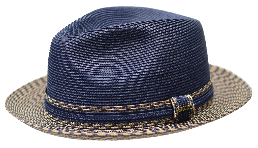 Bellamy | Two Tone Straw Fedora Hat Snap Brim