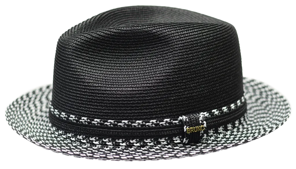 Bellamy | Two Tone Straw Fedora Hat Snap Brim