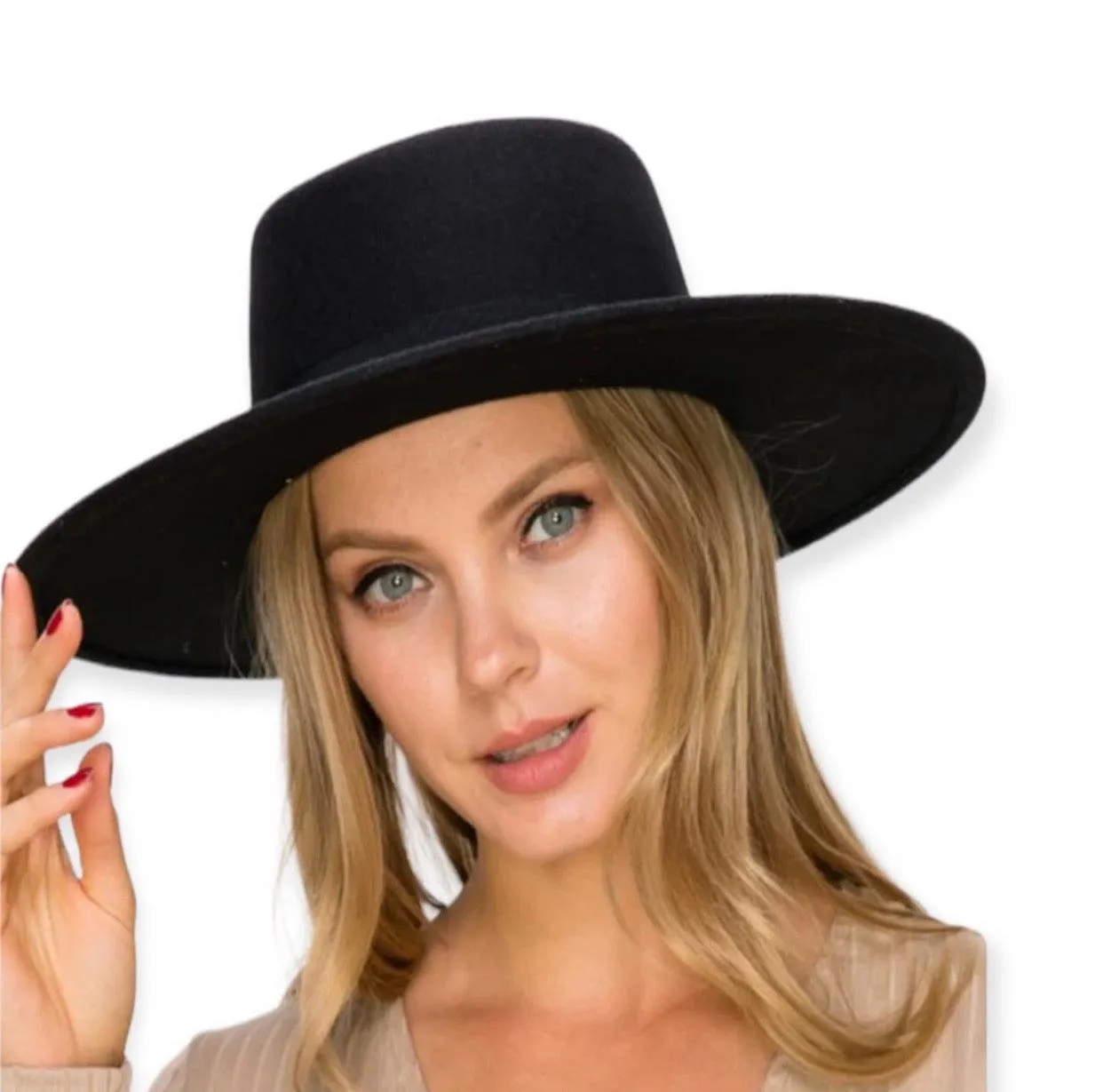 Black Boater Hat for Women