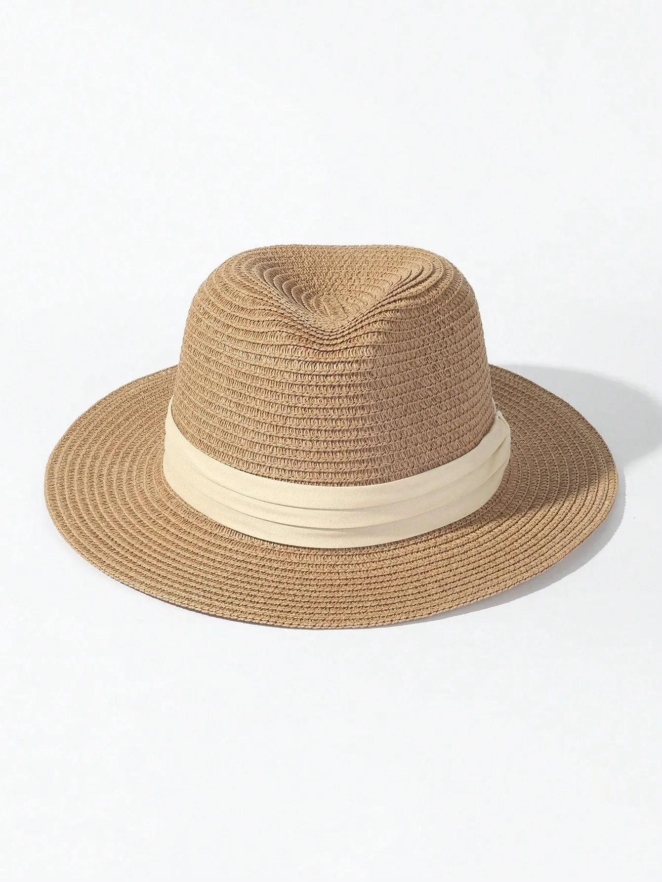 Boho Unisex Sun Hat Jazz Hat With Black Ribbon, Fashionable Panama Straw Beach Hat