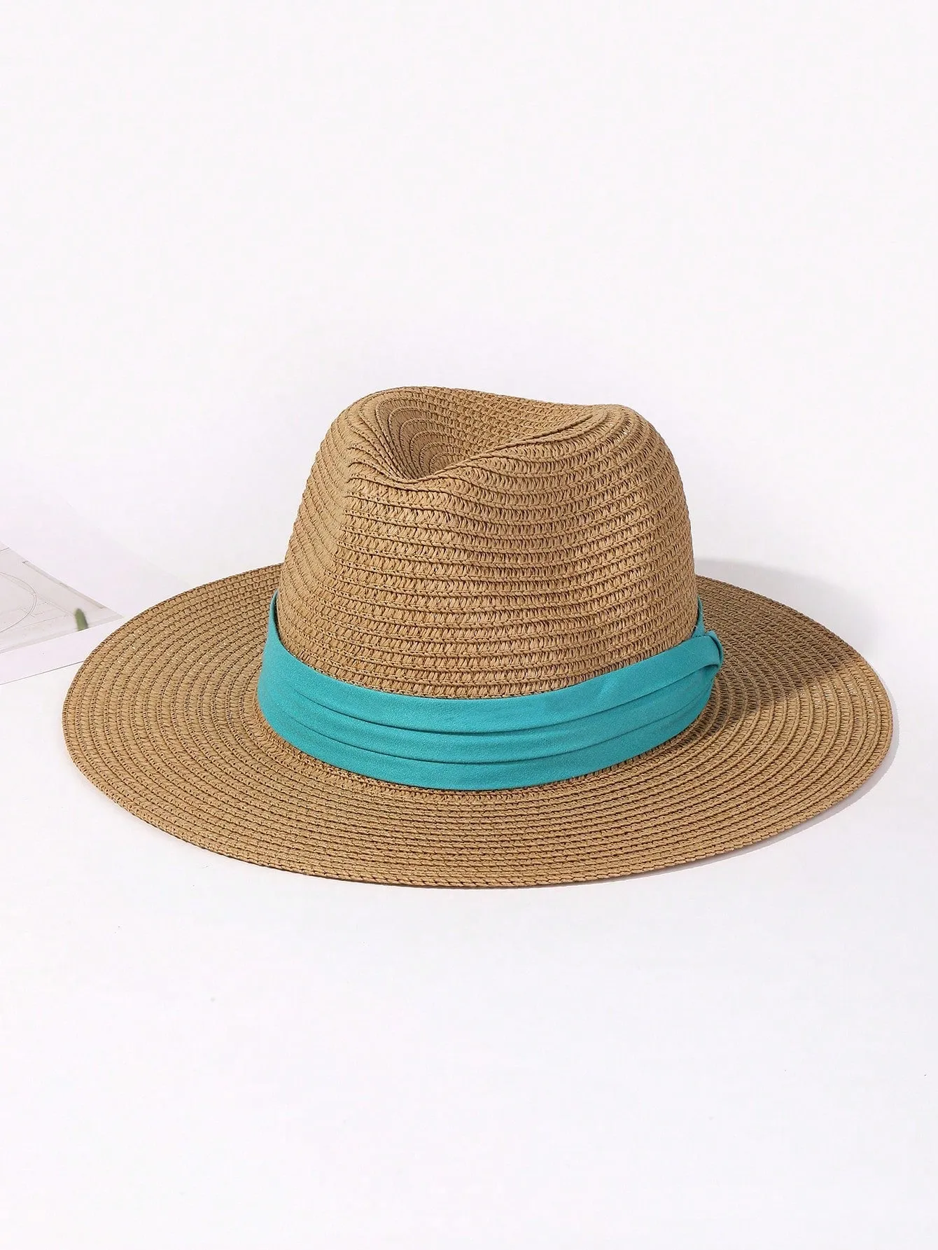 Boho Unisex Sun Hat Jazz Hat With Black Ribbon, Fashionable Panama Straw Beach Hat