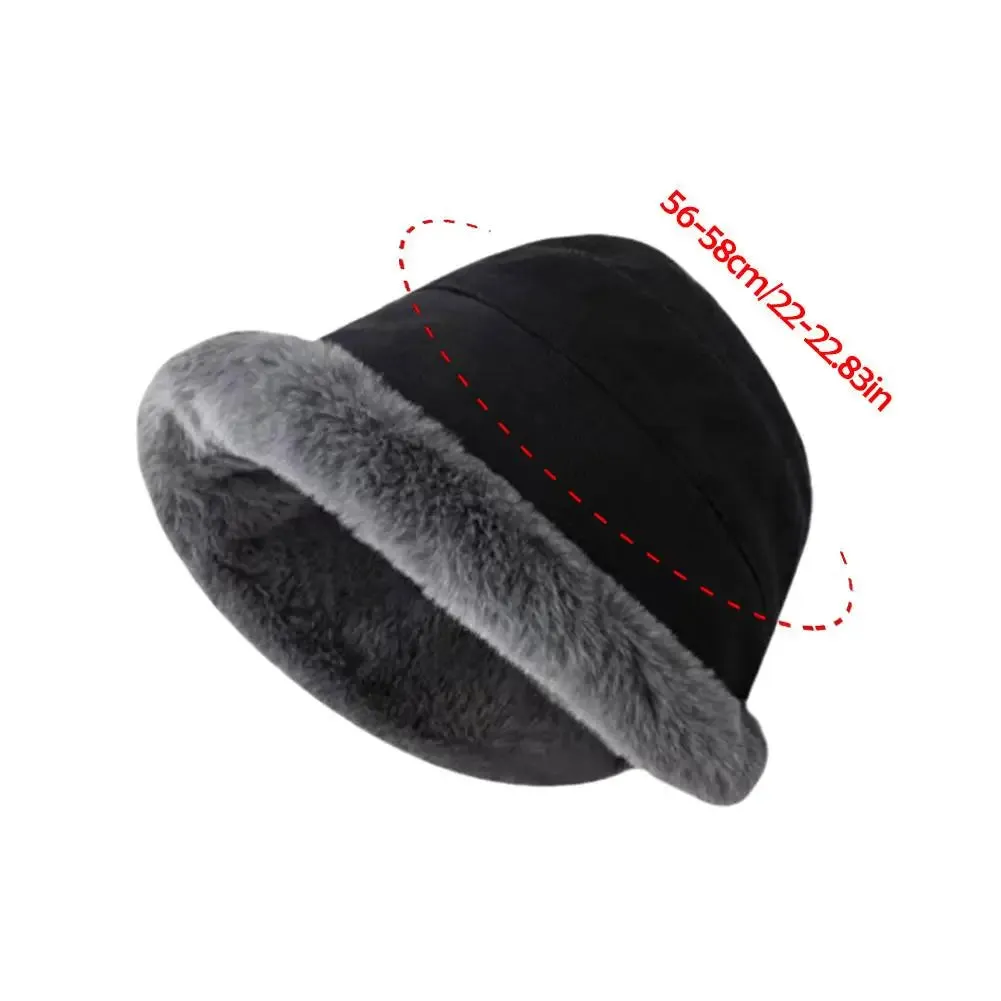 Bonnyshow Soft Thickened Plush Winter Bucket Hat Fashion Outdoor Warm Beanies Fisherman Hat Trend Ladies Windproof Panama Hats