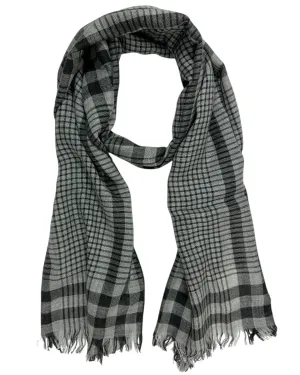 Brunello Cucinelli Scarf Black Gray Plaid - Cashmere Silk Men Shawl