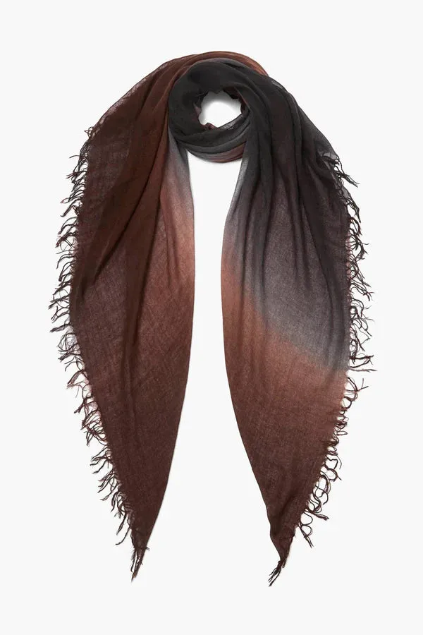 CASHMERE AND SILK SCARF ESPRESSO DIP DYED