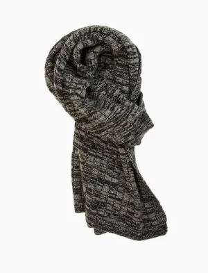 Charcoal Melange Knitted Wool & Cashmere Scarf