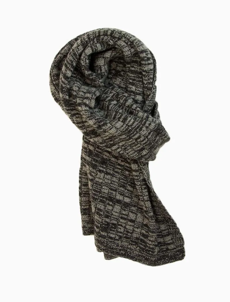 Charcoal Melange Knitted Wool & Cashmere Scarf