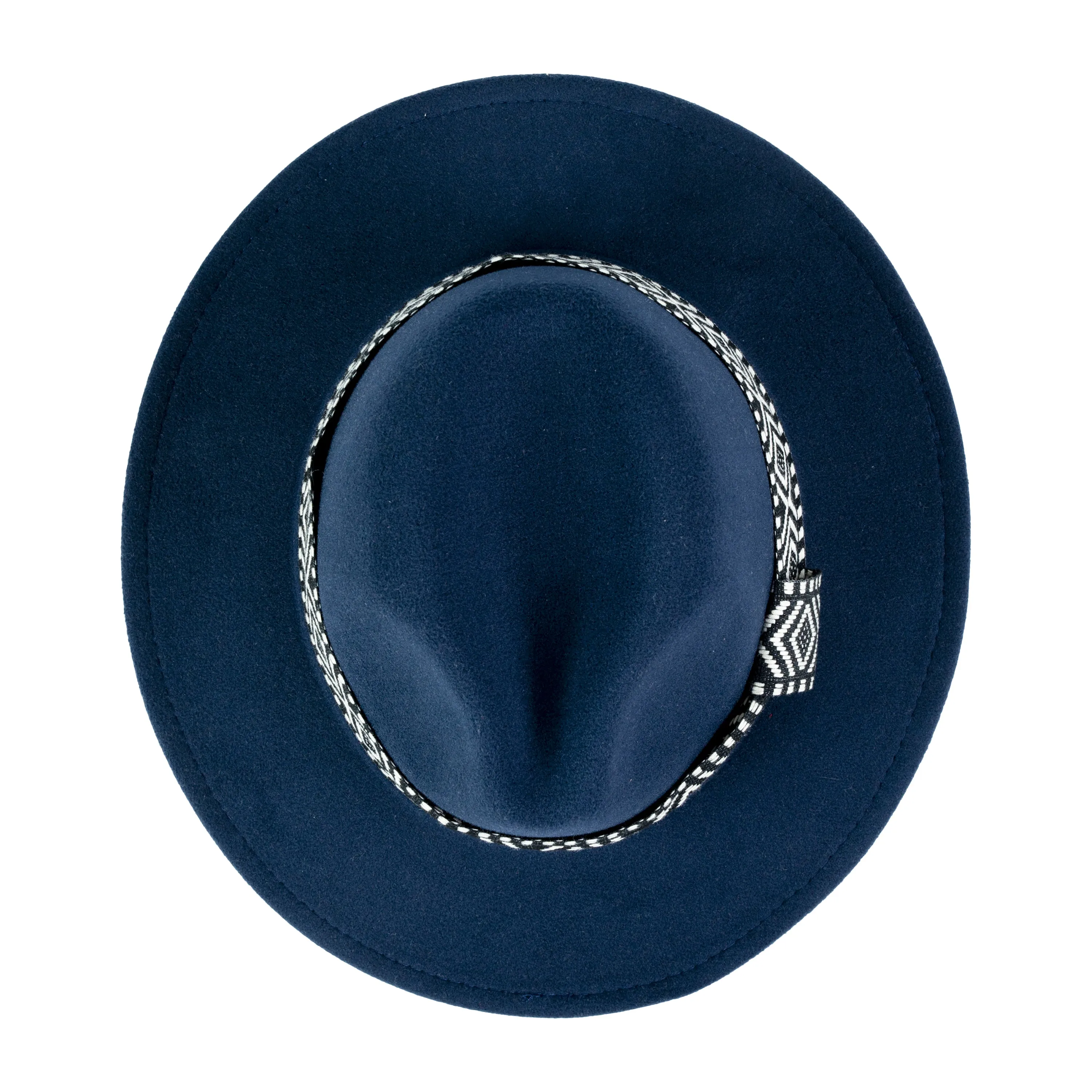 Chokore Fedora Hat with Zig-Zag Belt (Navy Blue)