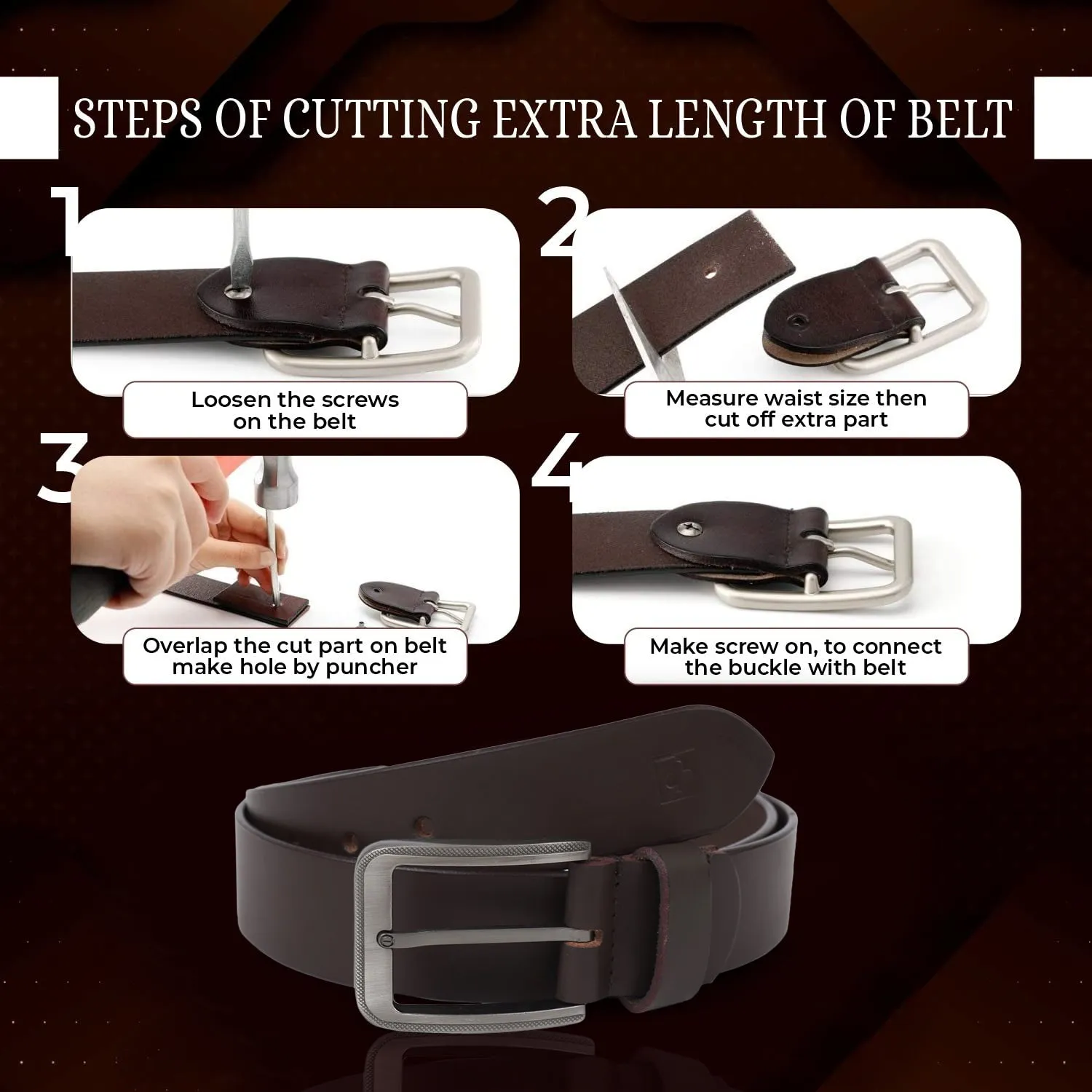 CIMONI Genuine Leather Casual Trendy Formal Office Belt For Men With Box ( 1 Year Gurantee)