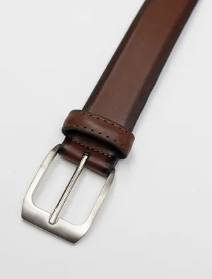 Cognac Waved Leather Frame Buckle Belt by Florsheim