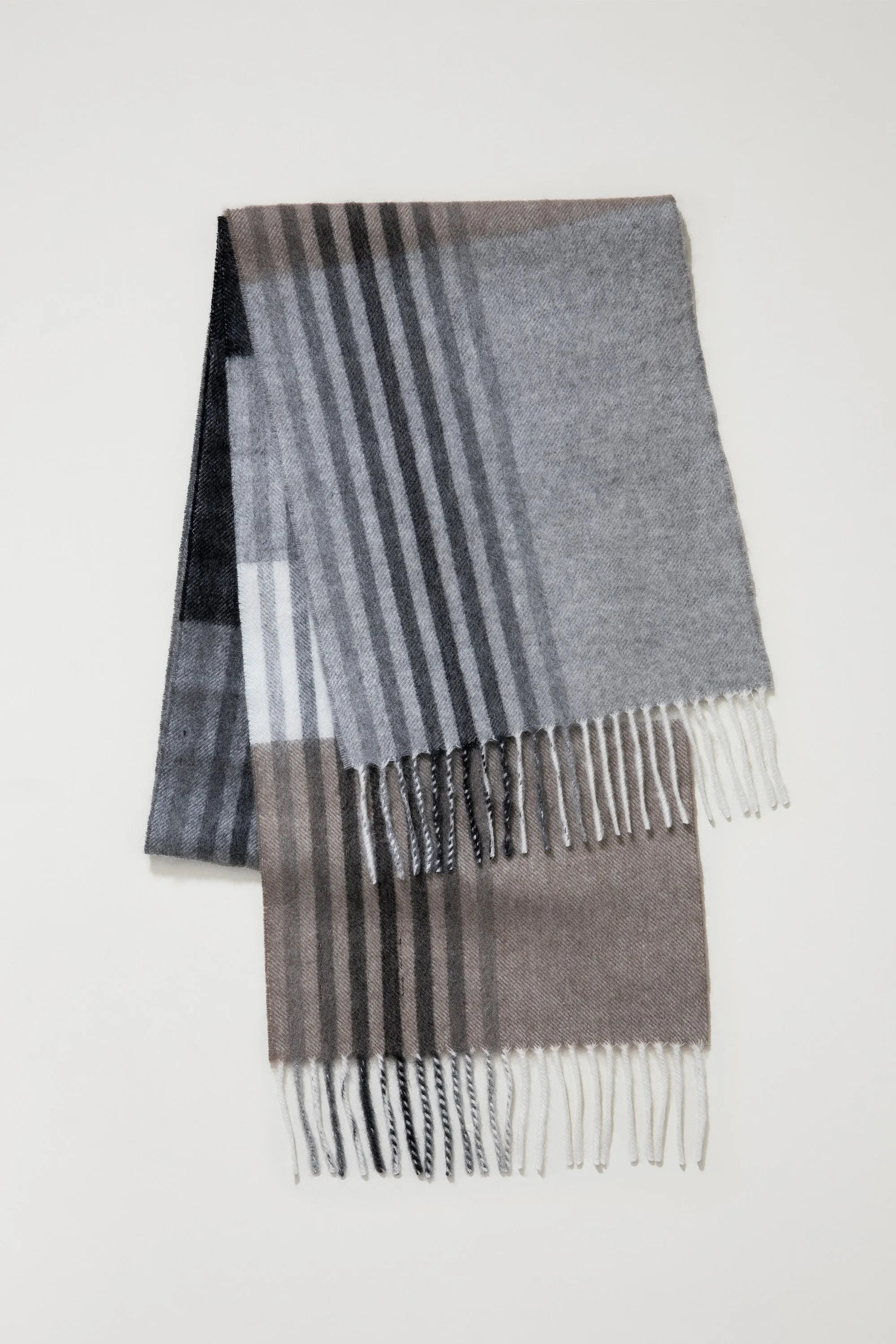 Contemporary Check Cashmere Scarf - Monochrome