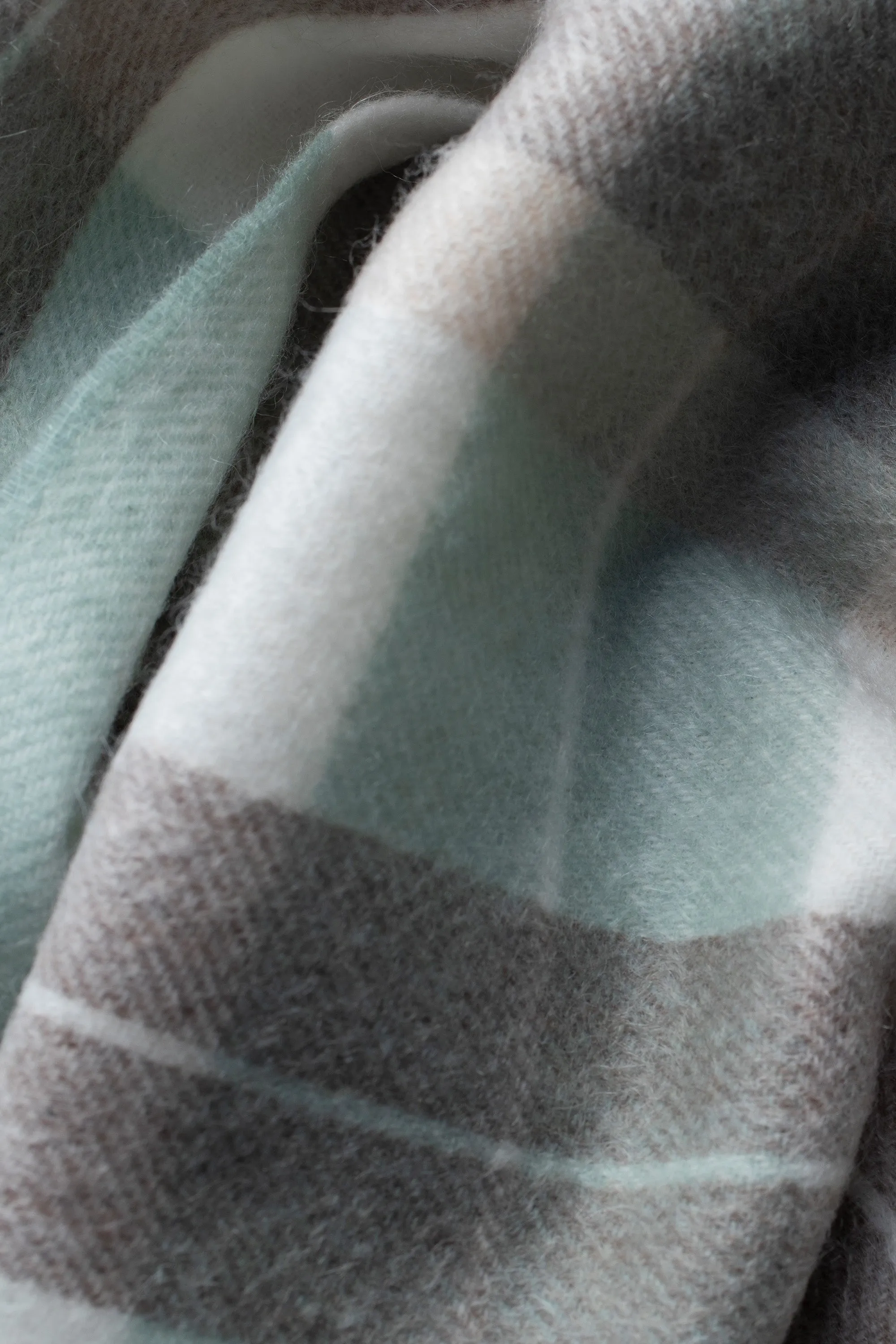 Contemporary Check Cashmere Scarf - Seafoam