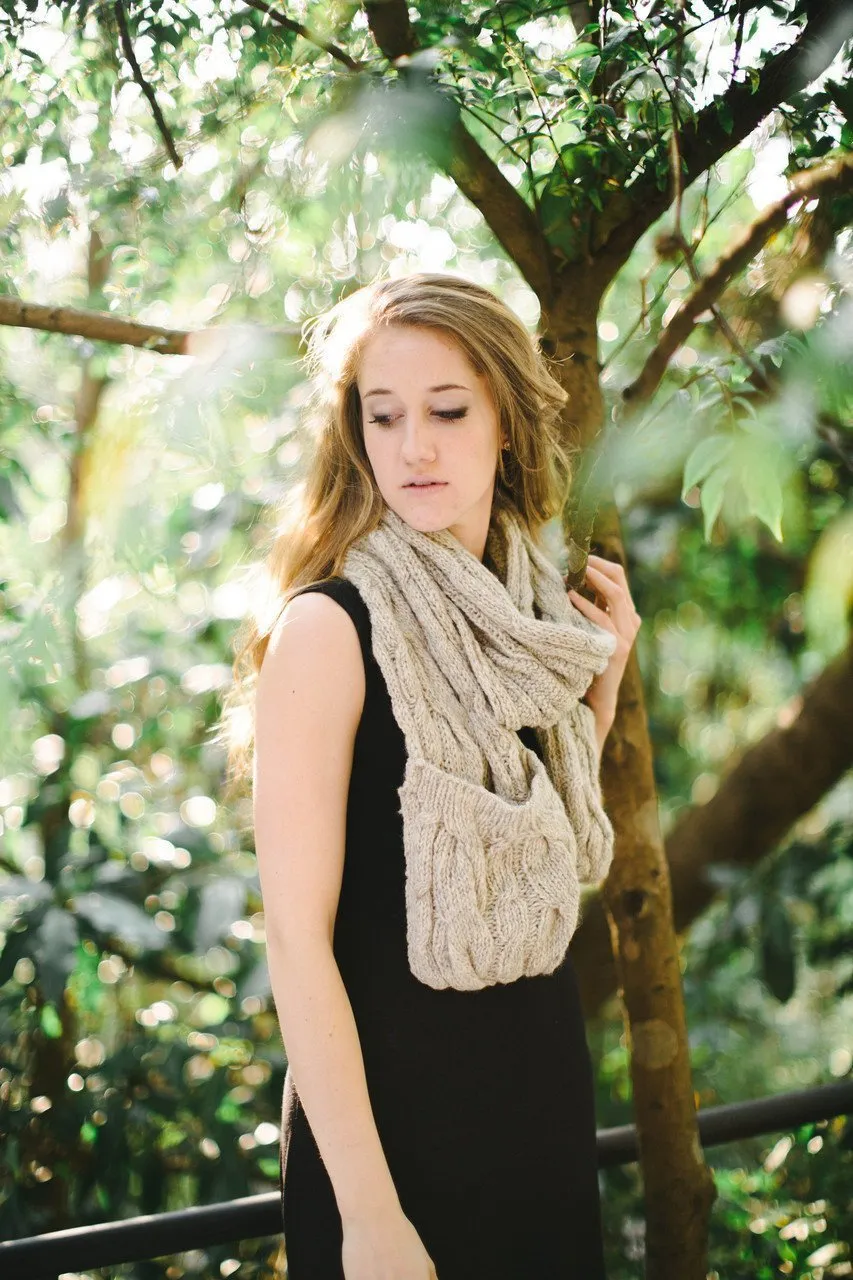 Cream Wool Pocket Scarf