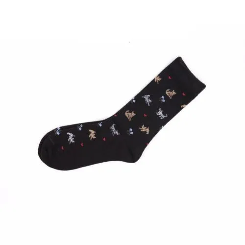 Cute Cat 2 Pairs Black Pink Crew Socks for Women