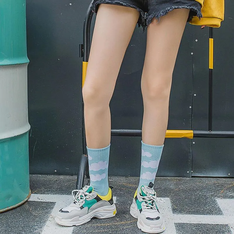 Cute Sky Blue Clouds Socks