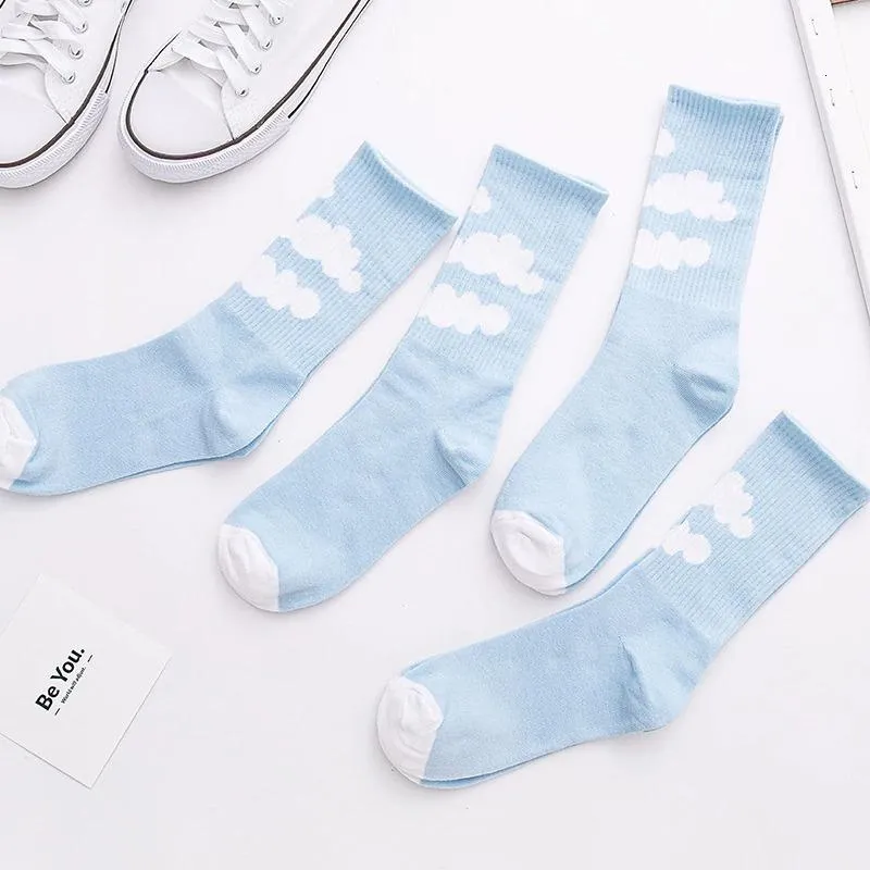 Cute Sky Blue Clouds Socks