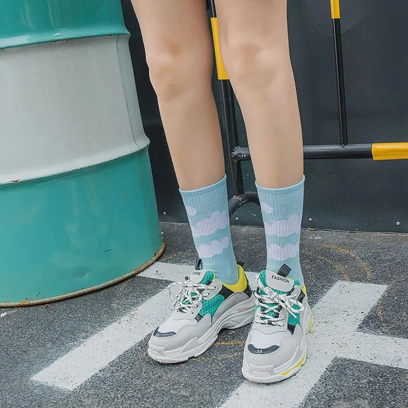 Cute Sky Blue Clouds Socks