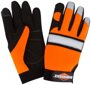 Diamondback 5959M Touchscreen Hi Visibility Mechanics Gloves, M, 55% Synthetic Leather 30% Spandex 10% Reflective Fabric 5% Elastic Band :PR: QUANTITY: 1