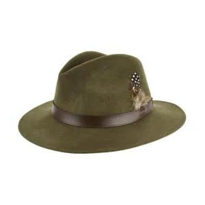 Dubarry Gallagher Ladies Felt Fedora Hat - Olive