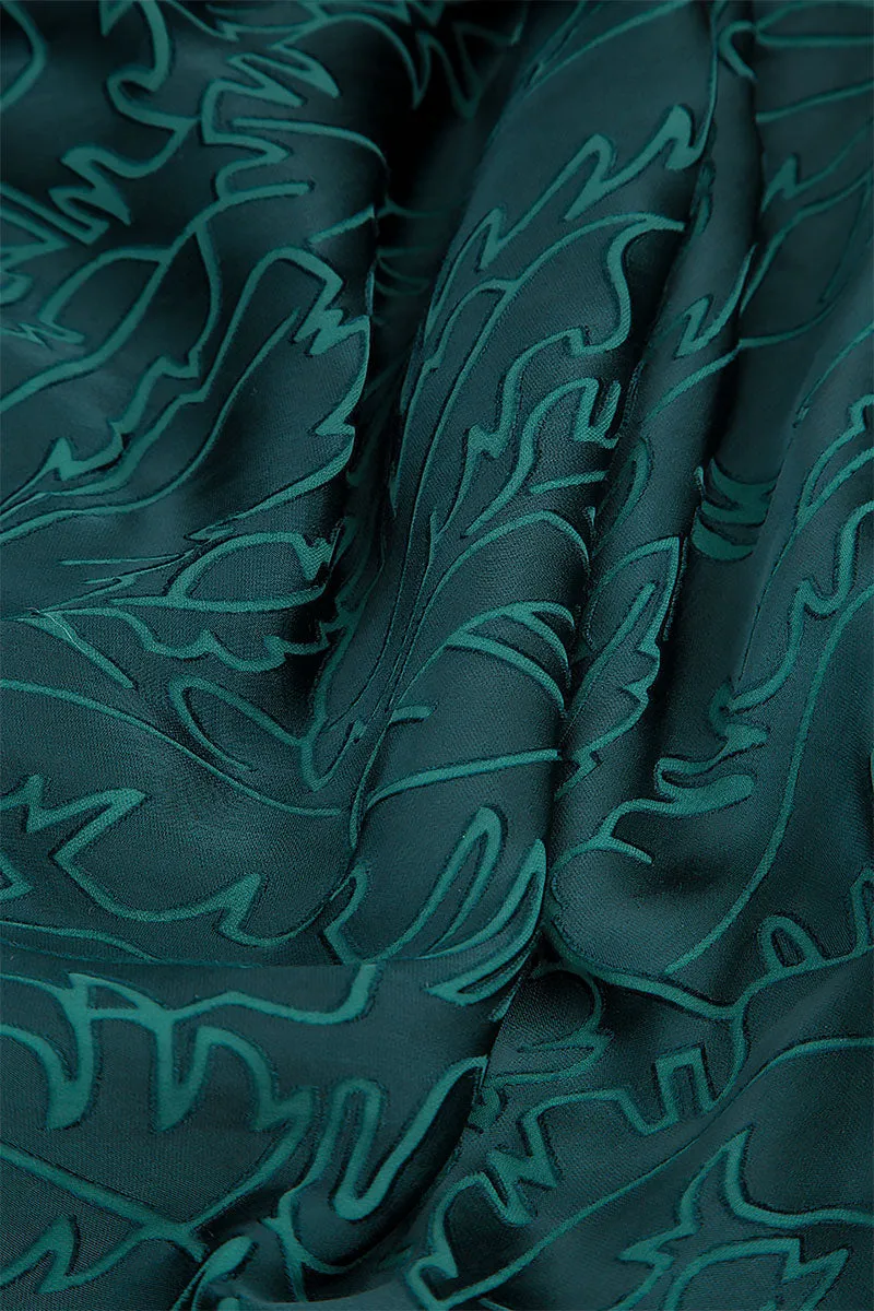 Emerald Devoré Feather Silk Scarf