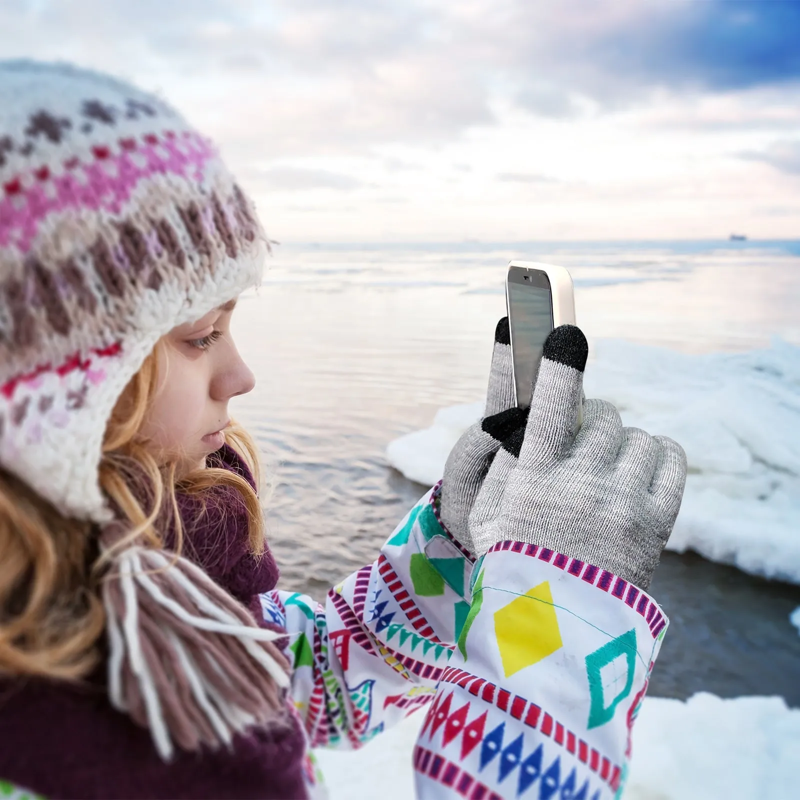 EvridWear Kids Black/Red/Navy Touchscreen Gloves - 3 Pairs