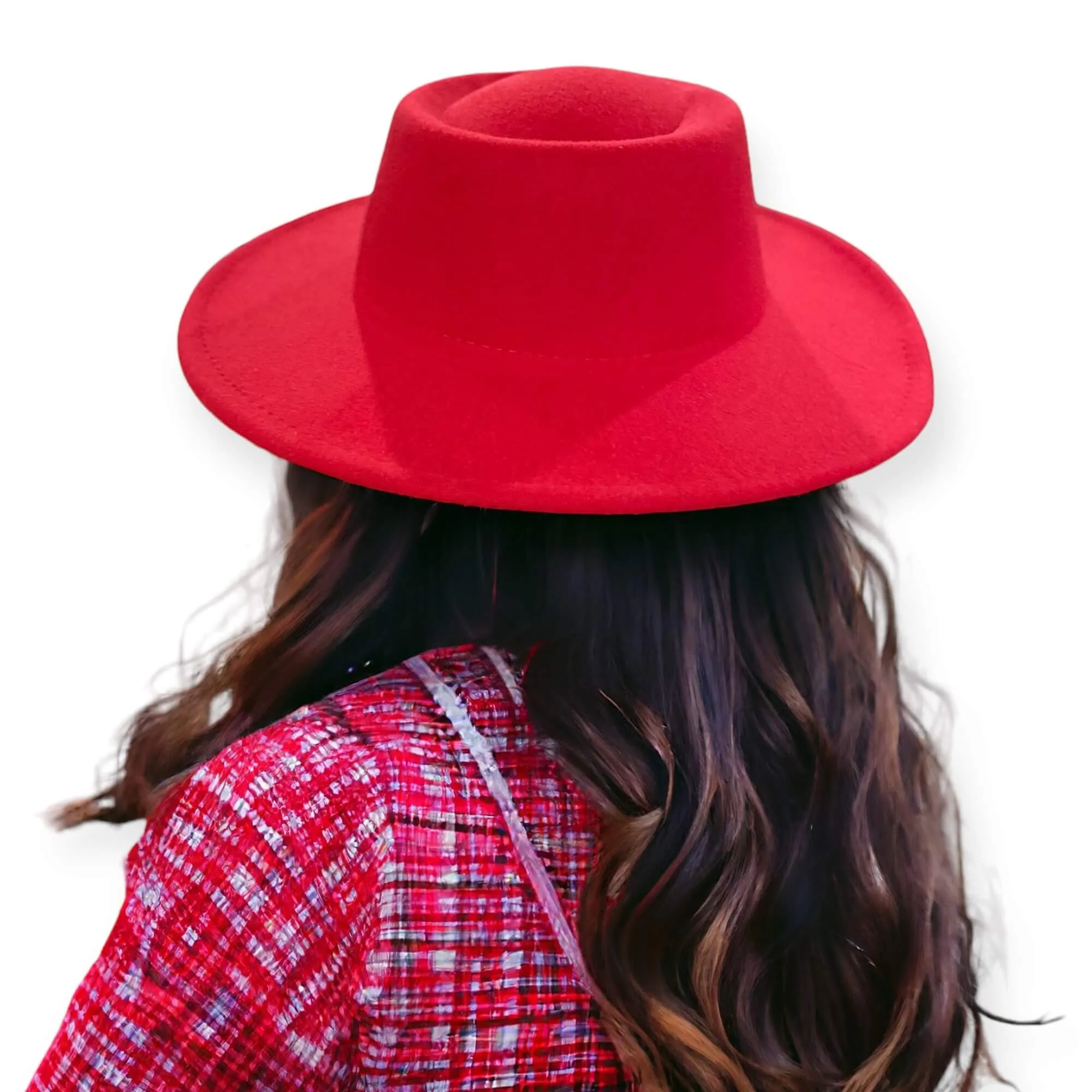 Eye Catching Red Extra Wide Brim Fedora Hat