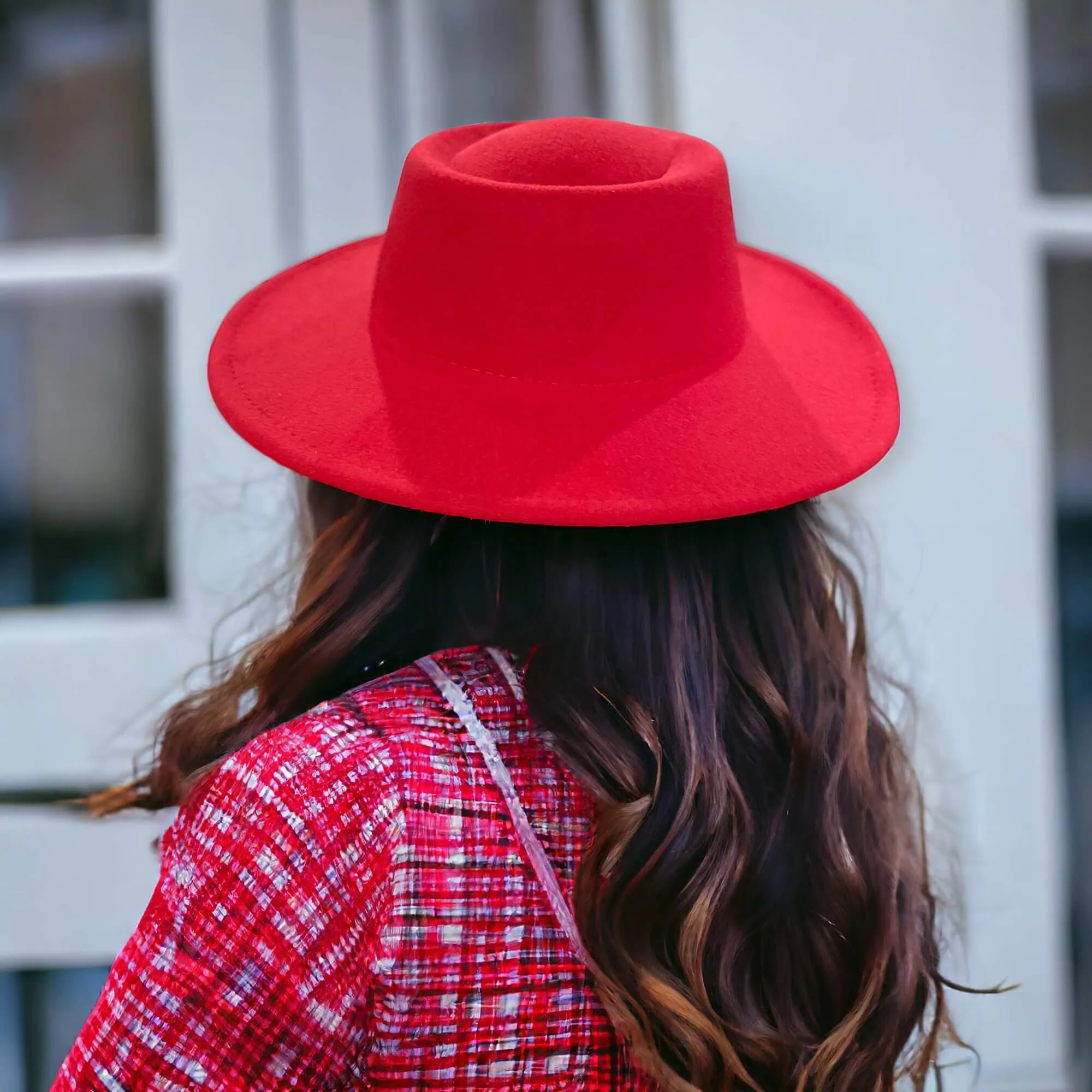 Eye Catching Red Extra Wide Brim Fedora Hat