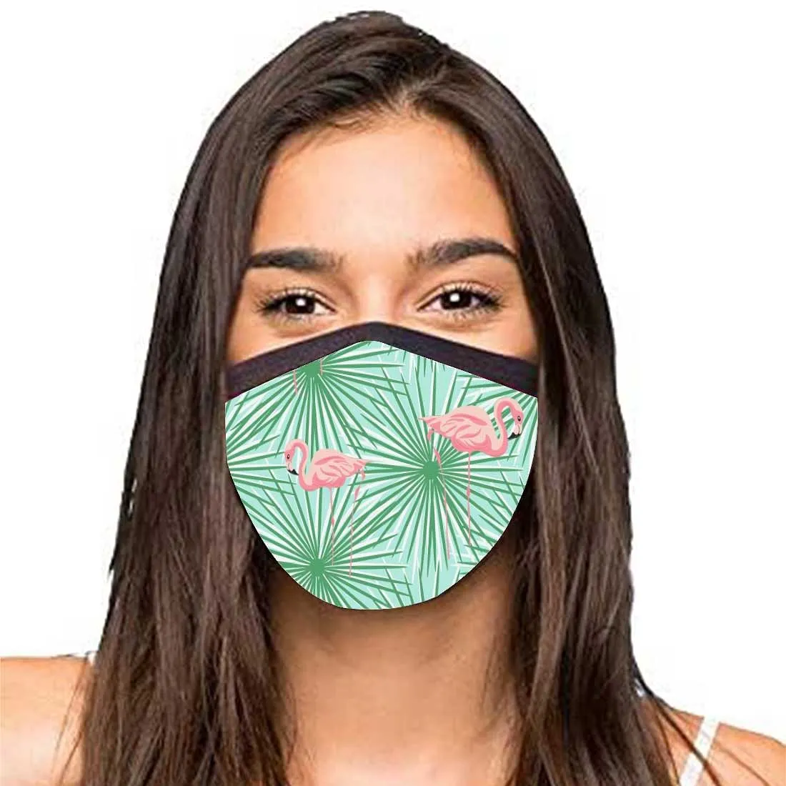 Face Masks Reusable Washable Set Of 2 -Flamingo_green