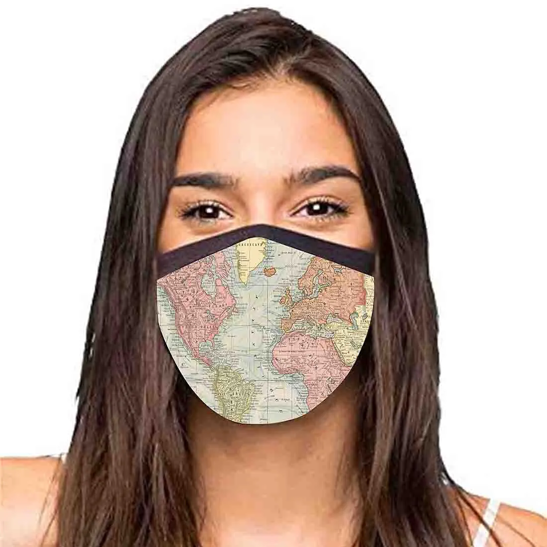 Face Masks Reusable Washable Set Of 2 -Map