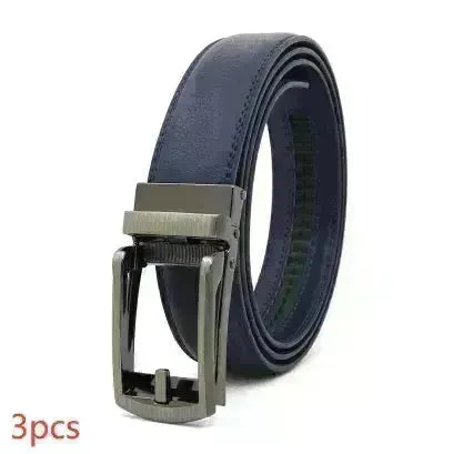 Fake Needle Belt Automatic Buckle Men Cowhide