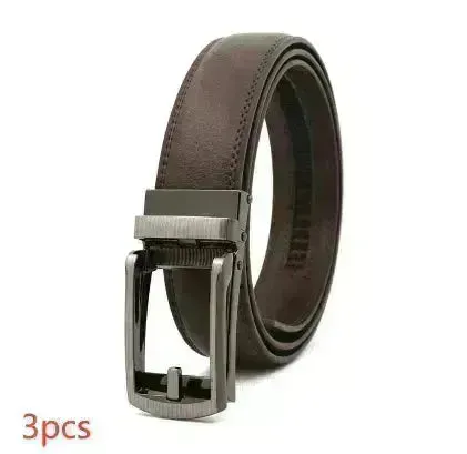 Fake Needle Belt Automatic Buckle Men Cowhide