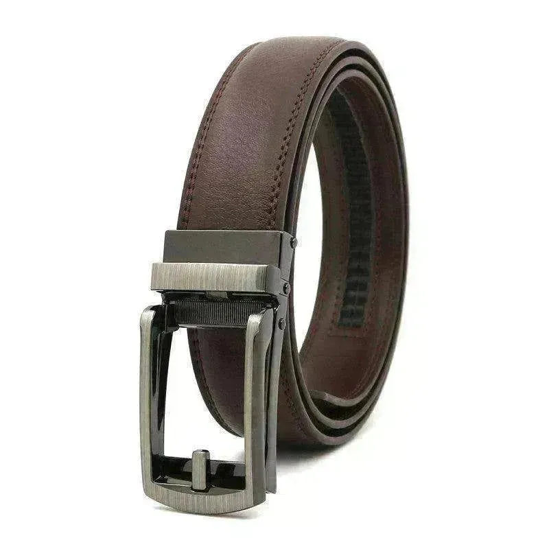 Fake Needle Belt Automatic Buckle Men Cowhide