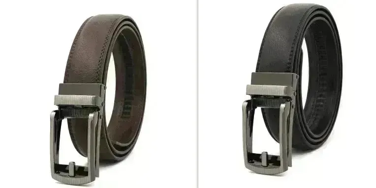 Fake Needle Belt Automatic Buckle Men Cowhide