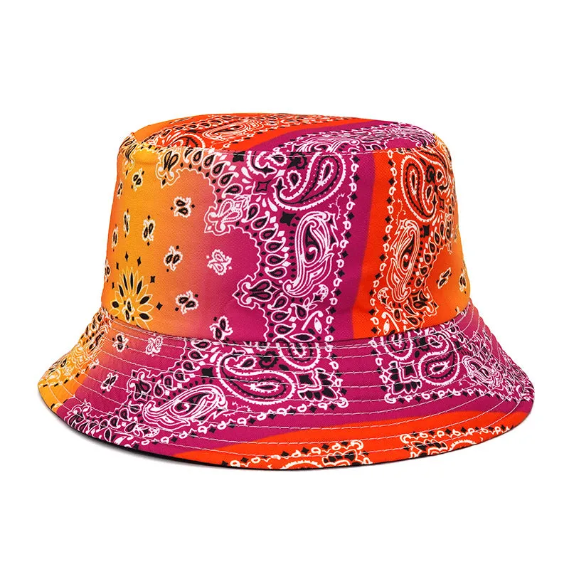 Fashion Reversible Leaf Print Bucket Hat Summer Sun Caps For Women