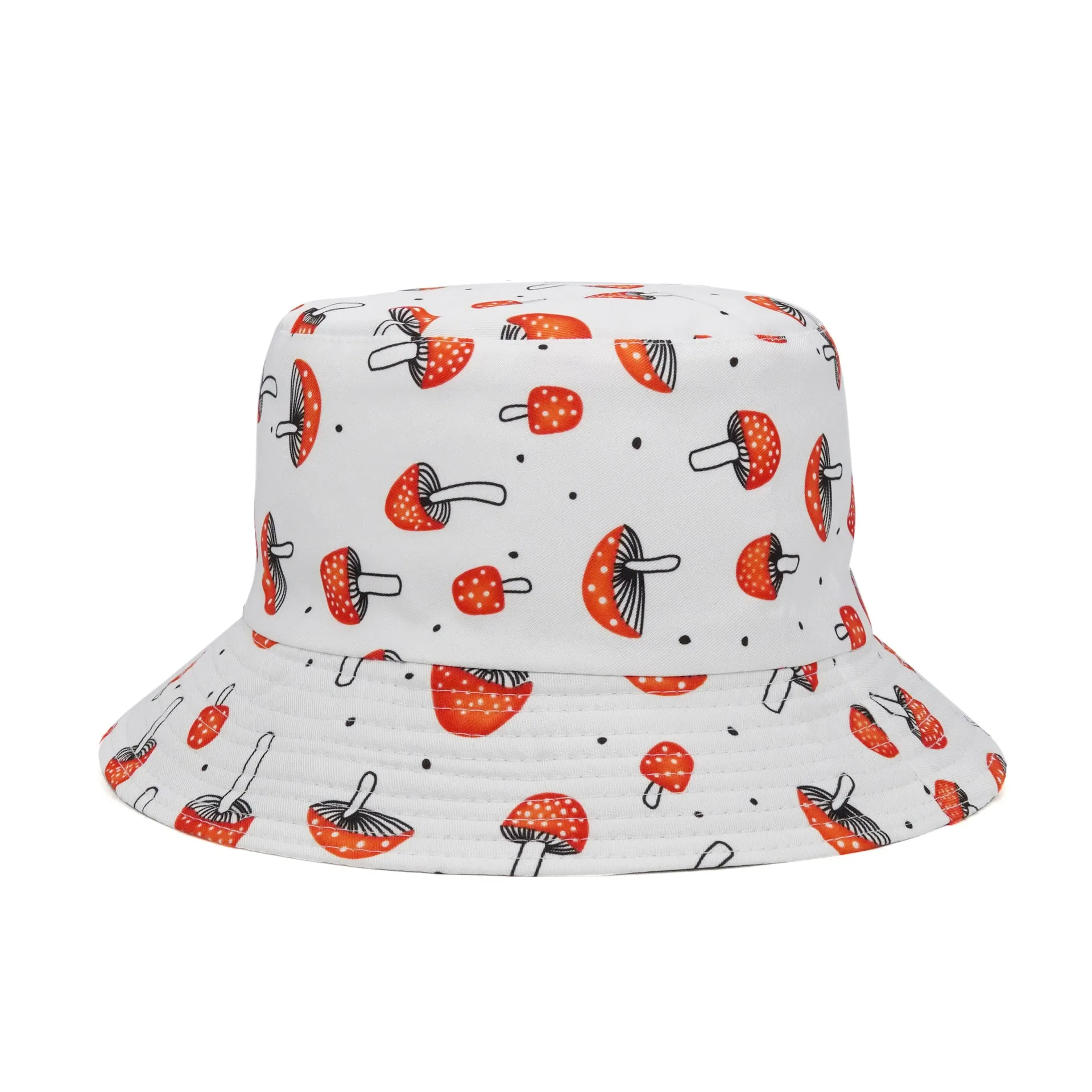 Fashion Reversible Leaf Print Bucket Hat Summer Sun Caps For Women