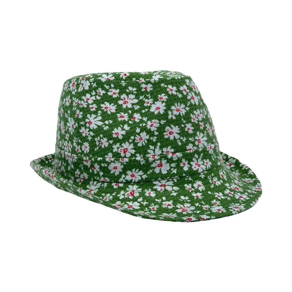 Flower Pattern Fedora Hat Short Brim Sun Hat Classic Trilby LD61516